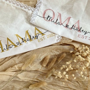 Iron-on letter initials with your desired name or text statement shirt! Bag Grandma Est. Bag Mom Est.