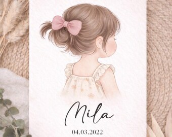 First Haircut Memory Print with Real Hair Lock – Personalized Baby Keepsake