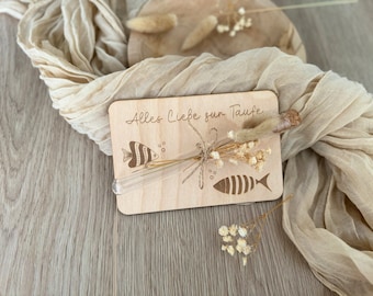 Geldgeschenk zur Taufe | Geldgeschenk Reagenzglas - Karte Taufe Personalisiert - Geldgeschenk Taufe Holz - individuelles Taufgeschenk