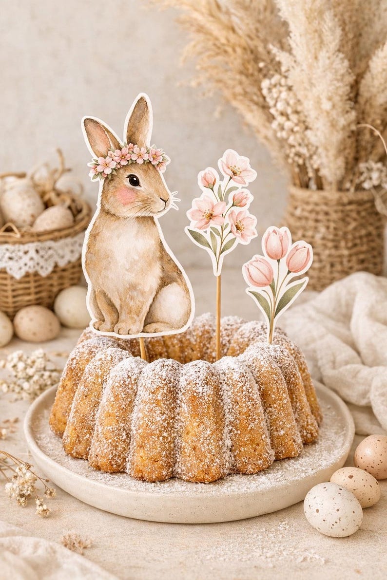 Spring Cake Toppers Easter Cake Topper Printable | Bunny Cake Topper | Easter Cake ...