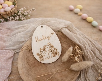 Paashanger - Paasmandje - Paasnest - Paashanger met naam - Paasdecoratie gepersonaliseerd van hout - Paascadeau - Paascadeau idee