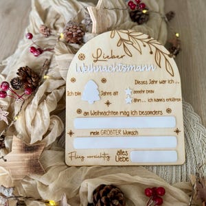 Wunschzettel  - Lieber Weihnachtsmann - Brief für das Christkind Personalisiert - Wunschliste - Brief an den Weihnachtsmann Holz