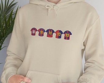 Legendary No. 10 Jerseys | Embroidered Luxury Football Hoodie | Inspired by Iconic Barça Heroes