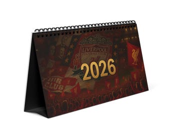 Liverpool FC 2026 Desktop Calendar | Yearly Football Gift for Reds Fans | Immerse yourself in the atmosphere of football