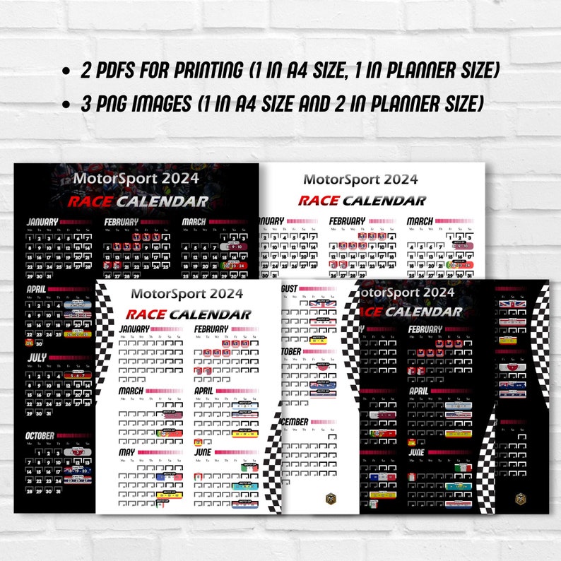 Printable Motogp 2024 Race Calendar Experience the Thrill of Racing BLACK Instant Download A4