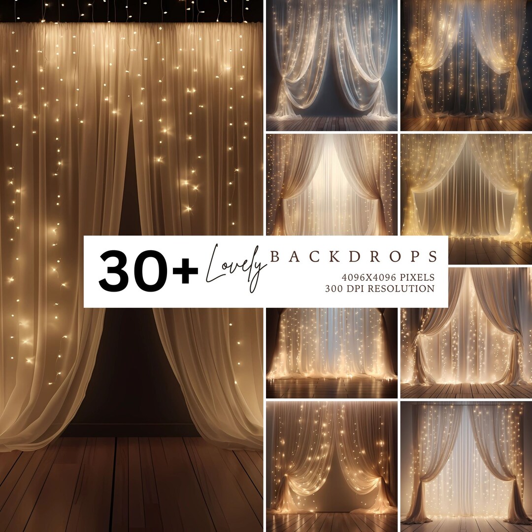 Lighted Studio Backdrop Tulle Curtains Backdrop, Sparkle, Lights, Photography Backdrop, Photo ...