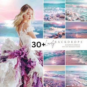Beach backdrop, Waves, Seashells, Sky, Summer, Photography Backdrop, Photo Backdrop, Studio Backdrop, Photo Background, Digital backdrop