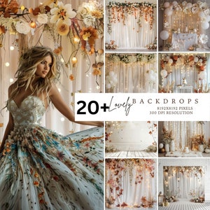 White Photo backdrop, Lights backdrop, Floral, Photography Backdrop, Photo Backdrop, Studio Backdrop, Photo Background, Digital backdrop