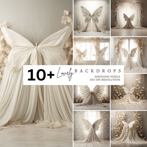 Butterfly Wings, Wings backdrop, White angel wing, Photography Backdrop, Photo Backdrop, Studio Backdrop, Photo Background, Digital backdrop