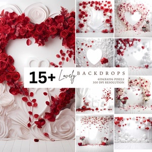 Red Valentines Backdrop, White and red, Photography Backdrop, Photo Backdrop, Studio Backdrop, Photo Background, Photo Prop, Stock Images
