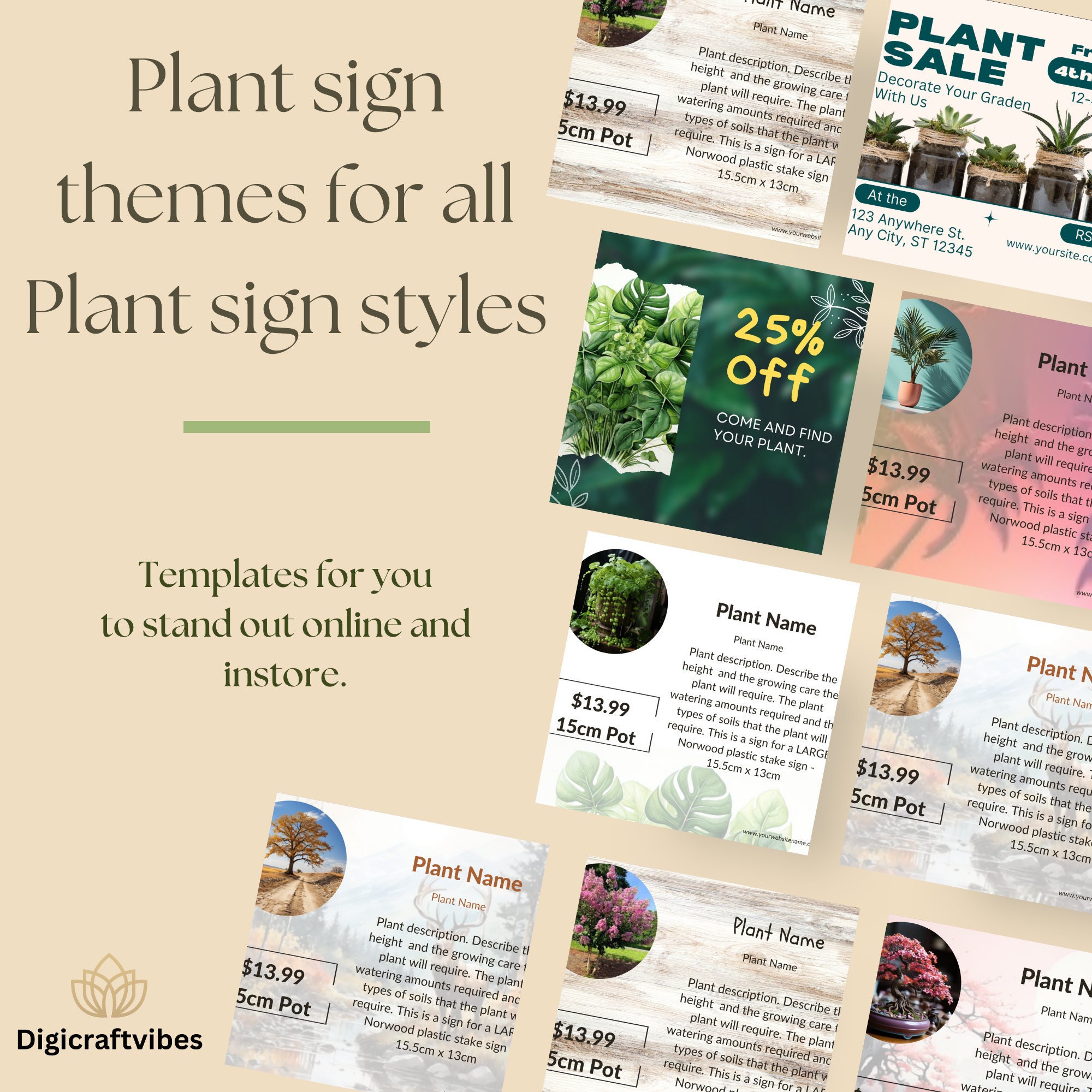 30 Plant Signs Ultimate Bundle Templates for Garden Plant Market Signs