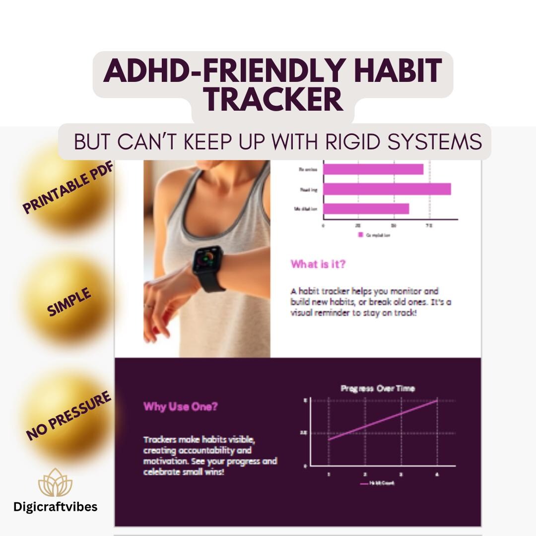 ADHD Habit Tracker Printable, Low Pressure Habit Tracker PDF, Gentle ...