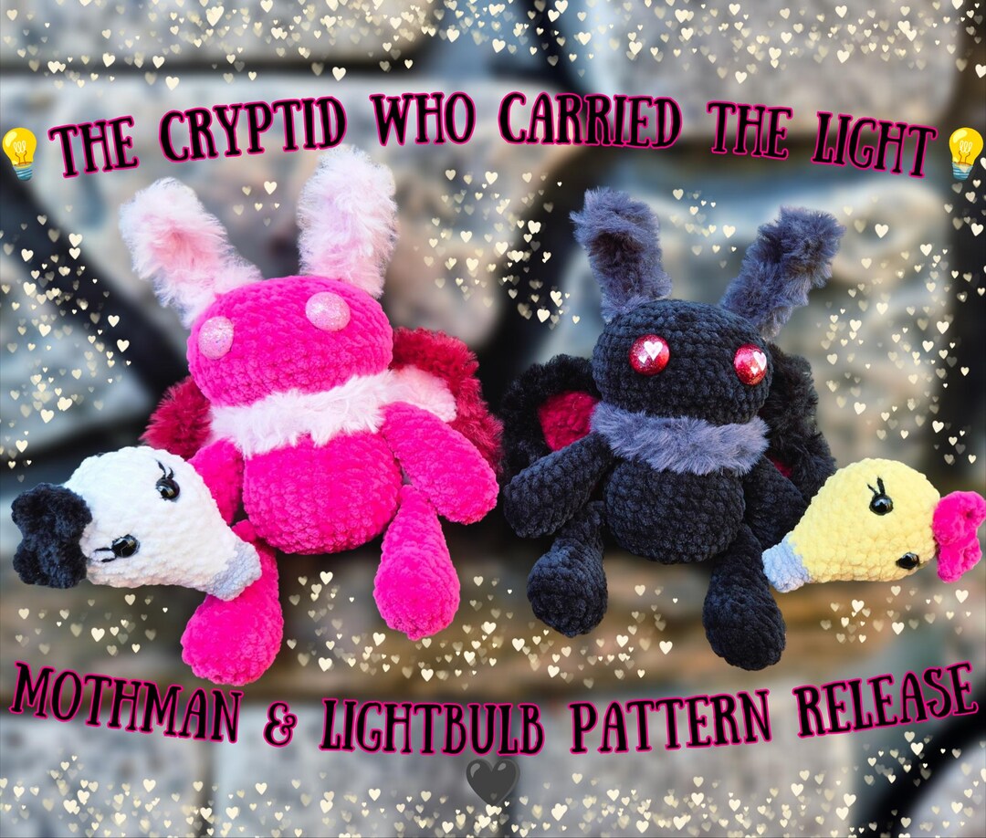 Low Poly Mothman Low-sew Mothman & Lightbulb Amigurumi Crochet PDF Pattern - Etsy