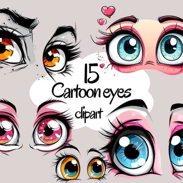 Cartoon eyes PNG Clip Arts Bundle, Transparent Watercolor Vision And Human Eye Sublimation Clipart, Eye PNG Cliparts