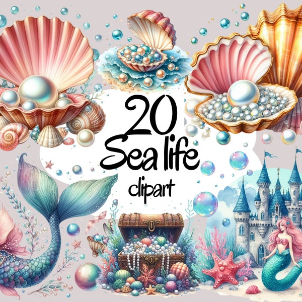 Watercolor Underwater Clipart | Underwater, Magical Sea, Sea life, Aquatic Plants, Coral Life Illustrations | Instant Download for