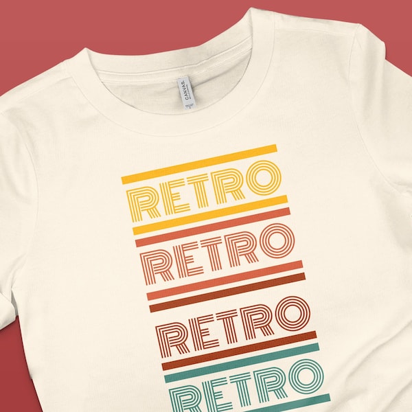 Vintage Retro Text Design T-Shirt, Colorful Stripes and Bold Typography Tee, Unisex Fashion Top