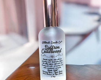 Saffron Cedarwood Linen & Room Glass Spray Bottle