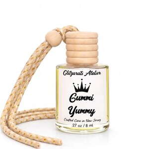 Gummi Yummy | Luxe Hanging Car Diffuser | Lemon, Lime, Pineapple & Vanilla Cotton Candy | Refillable Glass Freshener