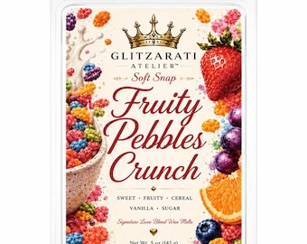 Fruity Pebbles Crunch | Signature Luxe Blend Wax Melt | Sugared Fruity Cereal & Sweet Citrus Crunch | 5 oz Clamshell | Glitzarati Atelier™