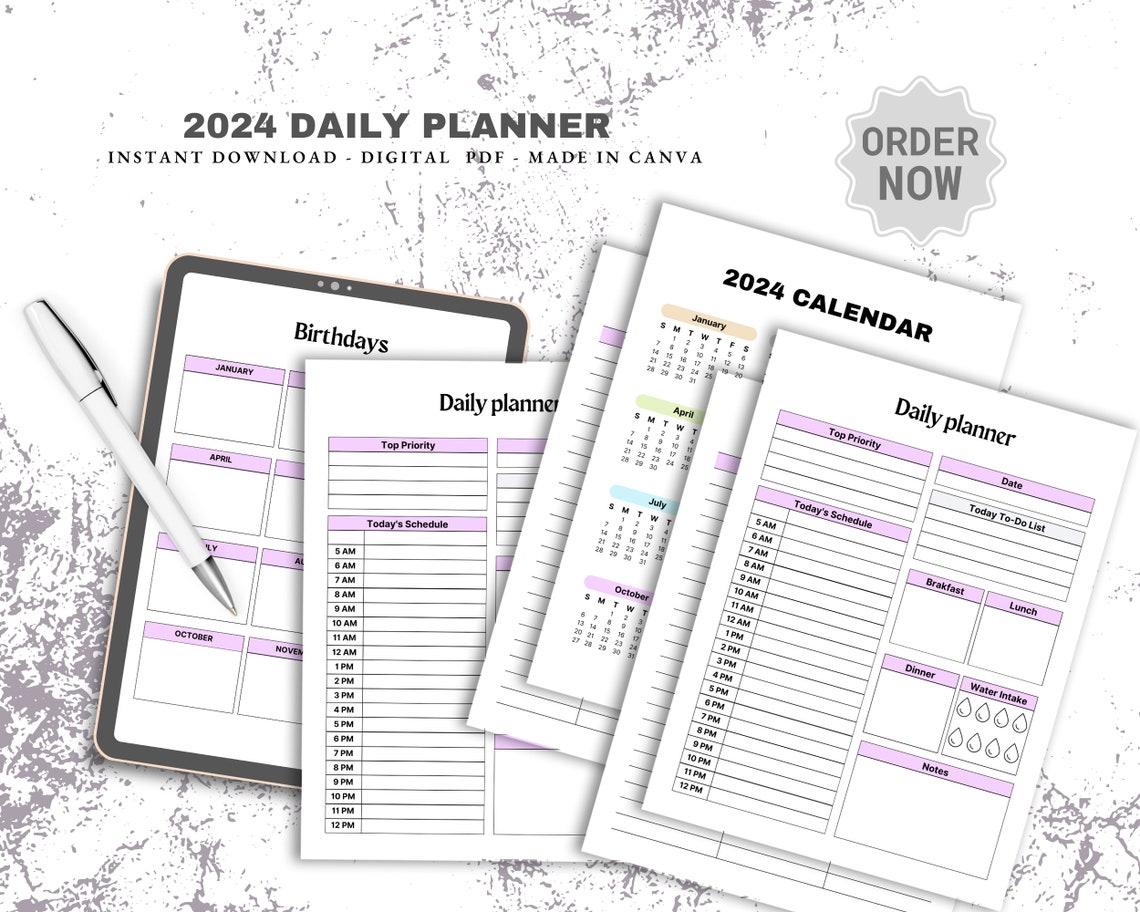 2024 Daily Planner Printable BUNDLE, 2024 Daily Planner Printable, A4