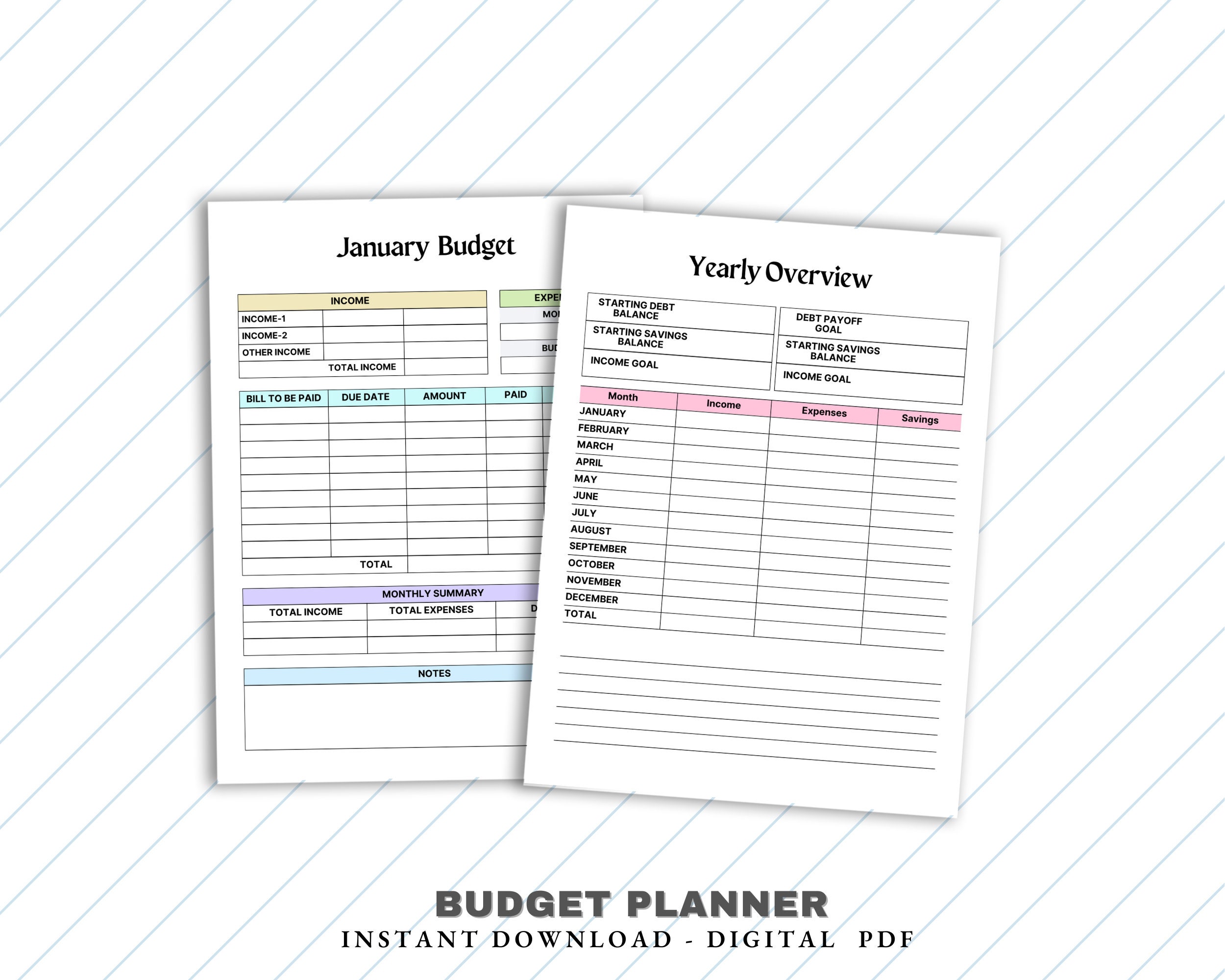 Budget Tracker, Budget Planner Printable, Finance Planner, Printable