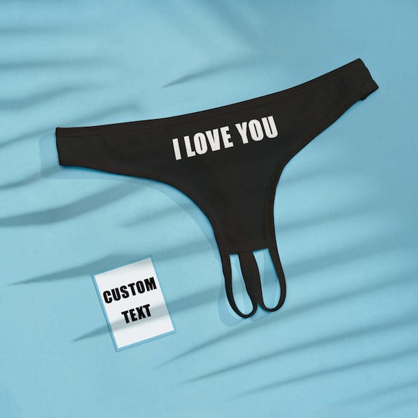 Custom Text Crotchless Panty Naughty Women Underwear Gift for Her Valentine's Day, Gifts for Girlfriend, Sexy Gifts for Wife, Husband