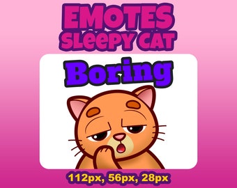 Gesto digital de Twitch y discordia: gato naranja aburrido bostezando / icono de chat divertido