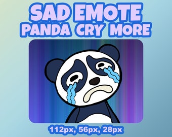 Vibraciones de panda triste / Emoticono de panda de dibujos animados llorando / Emoticono digital de Twitch y Discord