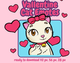 Adorables emoticones de Catgirl con expresiones de amor coreanas para San Valentín / Regalo de Twitch y Discord para gamers.