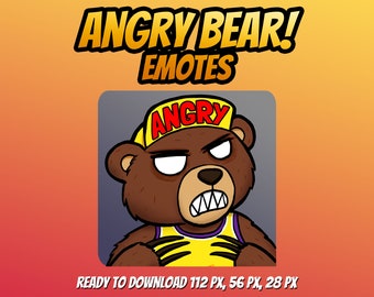 Emoticono de oso pardo enojado para conversaciones de Discord y Twitch: arte digital descargable en formato PNG