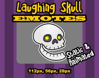 Emoticono animado de calavera de Halloween que ríe para Twitch y Discord / Diversión espeluznante para streamers