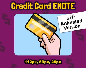 Emoticono animado de mano con tarjeta de crédito para Twitch y Discord / Emoticono digital divertido con temática de pago