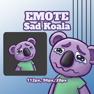 Sad Koala Sticker, Twitch Emotes Blue, Discord Online Chats, Cartoon Expression Emojis, Animal Pet Anime Style Icon