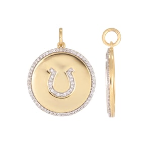 Diamond Horseshoe Medallion Pendant 14k Gold