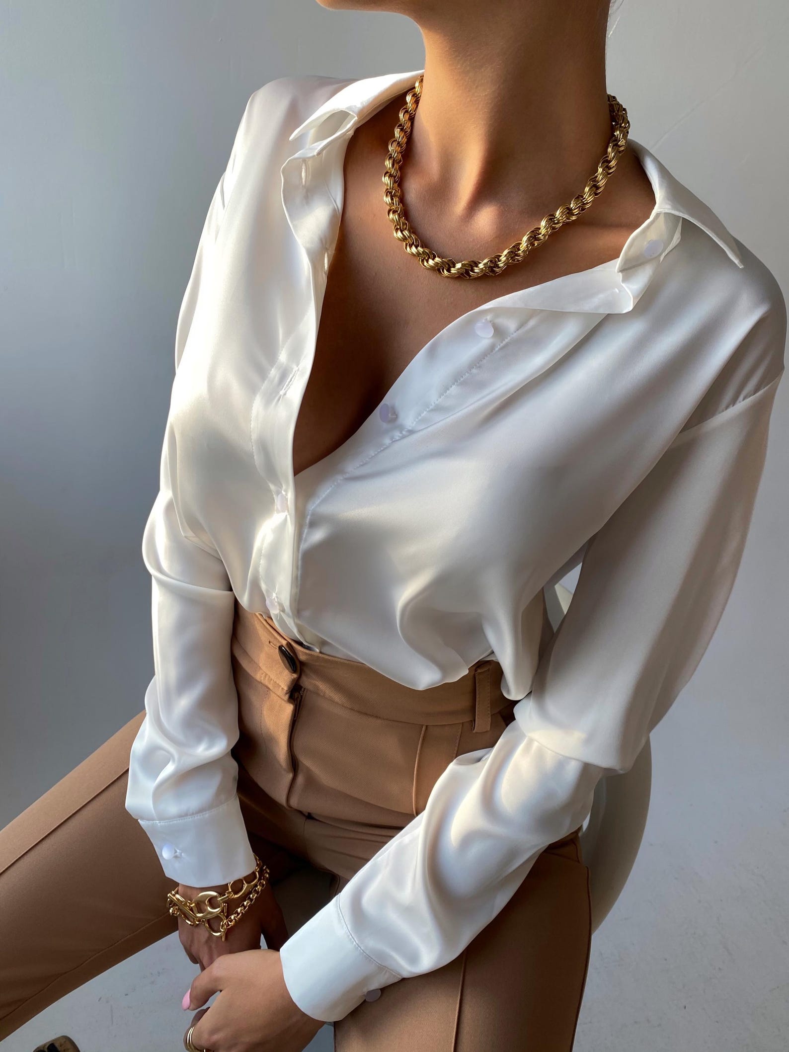 ROMINA – LUXE SATIN BLOUSE WITH SOFT NECKLINE