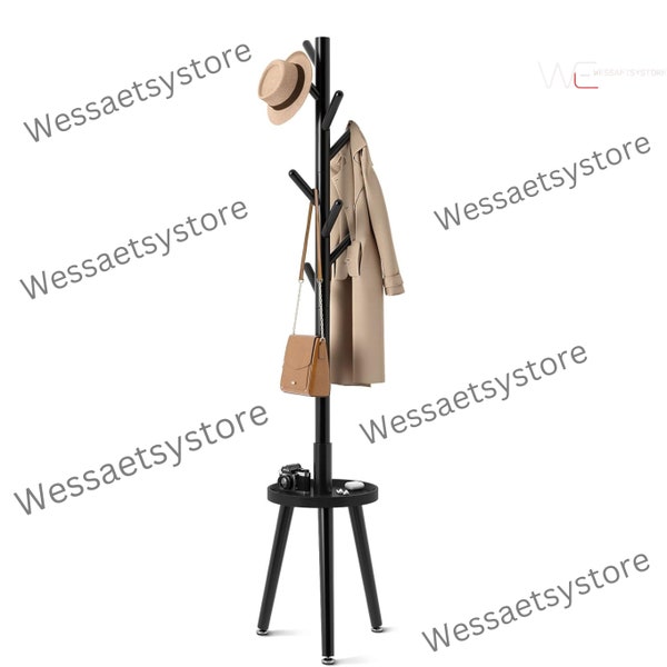 Wooden Coat Rack with Hook hook | Modern Coat Rack | Standing Coat Rack | Rustic Coat Rack | Clothing Rack
