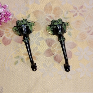 7.8&#39;&#39; Inches Ganesha Face Handle for Home Door Decor | Brass Elephant Design Interior Door Pull Set
