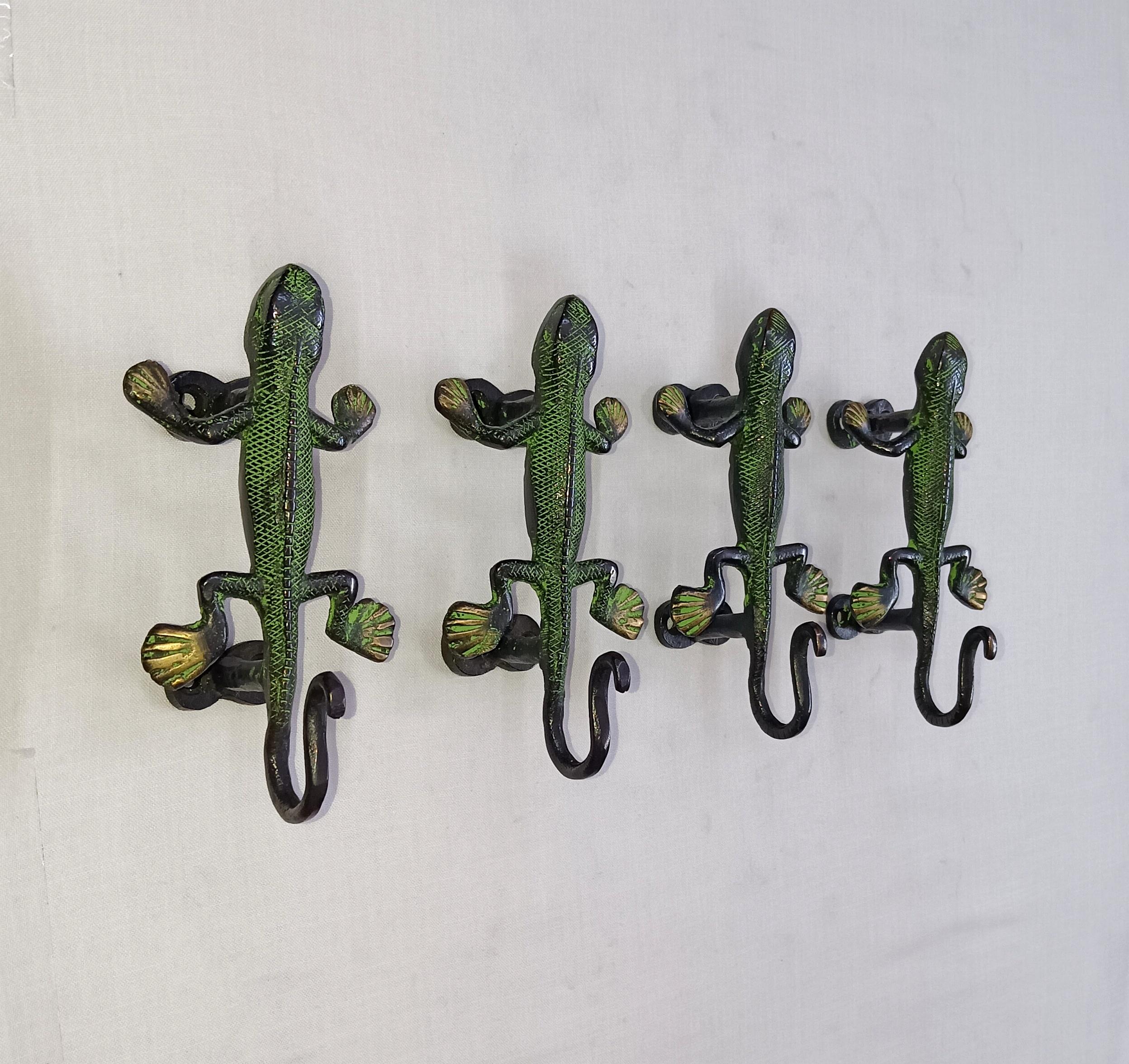 真鍮製トカゲ型ウォールフック：爬虫類装飾、4個セット - Etsy 日本