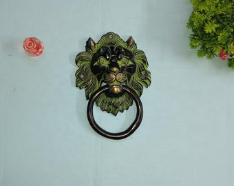 Brass Lion Head Door Knocker: Vintage Style Door Bell