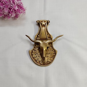 Bull Face Door Bell | Brass Buffalo Skull Design Door Knocker | Halloween Theme Home Decor