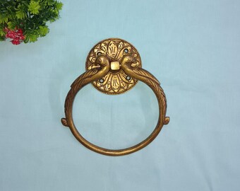 Porte-serviettes de bain en forme de paon en laiton | Bouton de tiroir en laiton design perroquet