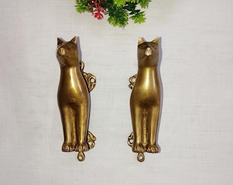 Brass Cat Shape Cabinet Handle | Brass Kitten Design Decorative Wardrobe Pull | Set of 02 pieces