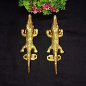 River Alligator Design Door Decorative Handle | Brass Wild Crocodile Puller Door Hardware