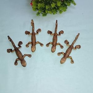 Brass Lizard Shape Hanger | Brass Chameleon Design Towel Hanger | Set of 04 pieces