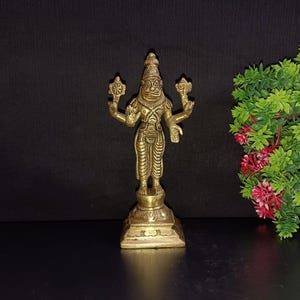 6&quot; Inch Brass Lord Vishnu Narasimha God Statue | Brass Laxmi Narayana Dashavatara Idol