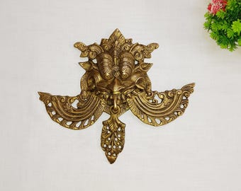 Yali with Wings Design Wall Decor | Brass Dragon Creatures Wall Hanging Decorative Showpiece