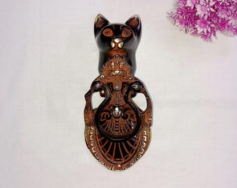 Brass Tomcat Entrance Door Knocker | Brass Baby Kitten Design Living Room Doorbell Hardware