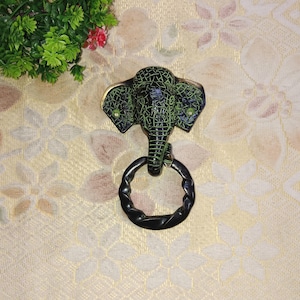 Jumbo Elephant Design Cottage Door Knocker | Brass Lord Ganpati Themed Office Door Traditional Bell Positive Vibes Decor