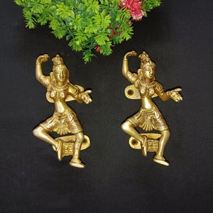 Messing kastgrepen volksdanser: boho-deurbeslag, set van 2