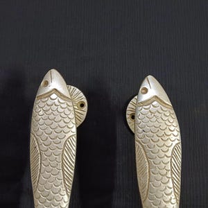 Marine Fish Themed Door Handle Pair | Brass Nautical Creatures Design ...
